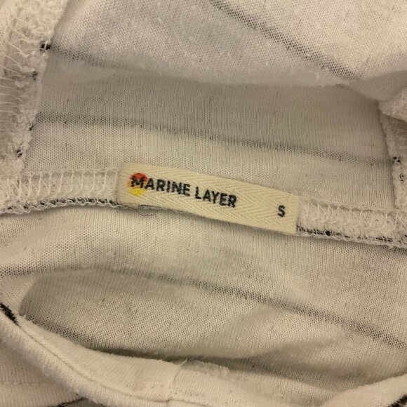 Marine Layer Top S White Black Striped Hoodie Long Sleeve - Picture 10 of 10